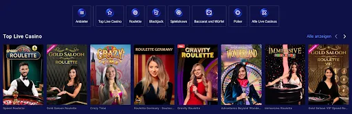 Frumzi Top Live Casino – erstklassige Live-Dealer Spiele mit Roulette, Shows und VIP-Tischen Live-Casino Spiele bei Frumzi – darunter Speed Roulette, Crazy Time, Gravity Roulette und Immersive Roulette